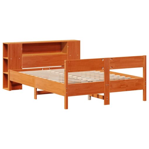 Letto Libreria Senza Materasso Marrone Cera 140x190 Cm In Pino - Image 3