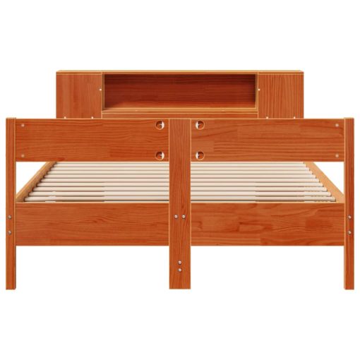 Letto Libreria Senza Materasso Marrone Cera 140x190 Cm In Pino - Image 4