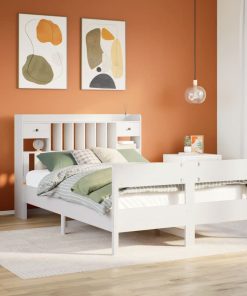 Letto Libreria Senza Materasso Bianco 140x200 Cm Legno Di Pino
