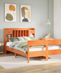 Letto Libreria Senza Materasso Marrone Cera 140x200 Cm In Pino