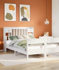 Letto Libreria Senza Materasso Bianco 140x190 Cm Legno Di Pino