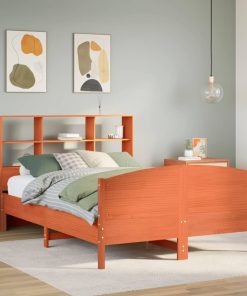 Letto Libreria Senza Materasso Marrone Cera 140x200 Cm In Pino