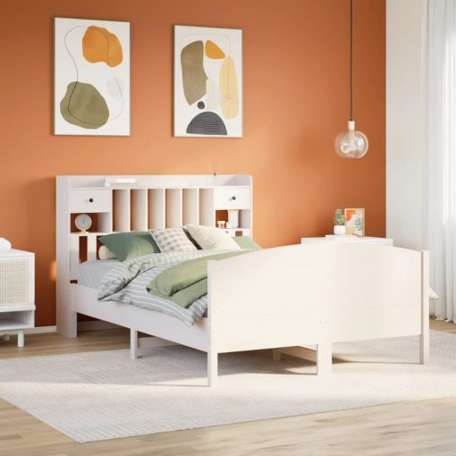 Letto Libreria Senza Materasso Bianco 140x200 Cm Legno Di Pino