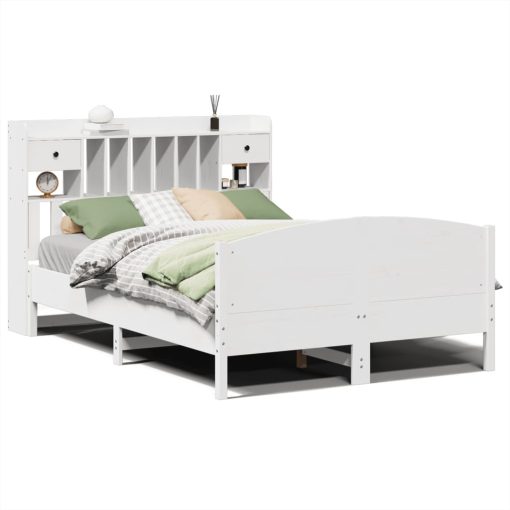 Letto Libreria Senza Materasso Bianco 140x200 Cm Legno Di Pino - Image 2