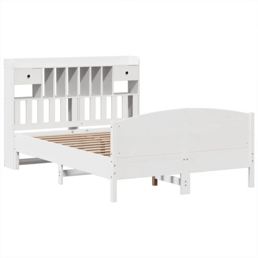 Letto Libreria Senza Materasso Bianco 140x200 Cm Legno Di Pino - Image 3
