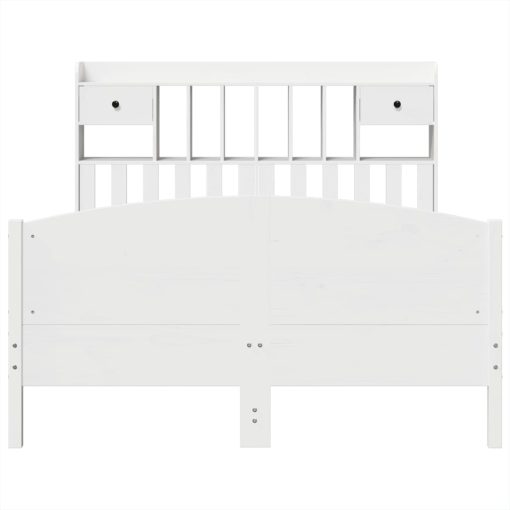 Letto Libreria Senza Materasso Bianco 140x200 Cm Legno Di Pino - Image 4