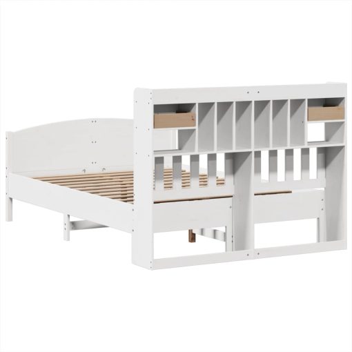 Letto Libreria Senza Materasso Bianco 140x200 Cm Legno Di Pino - Image 6