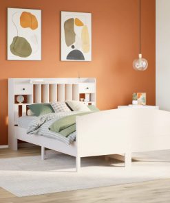 Letto Libreria Senza Materasso Bianco 140x190 Cm Legno Di Pino