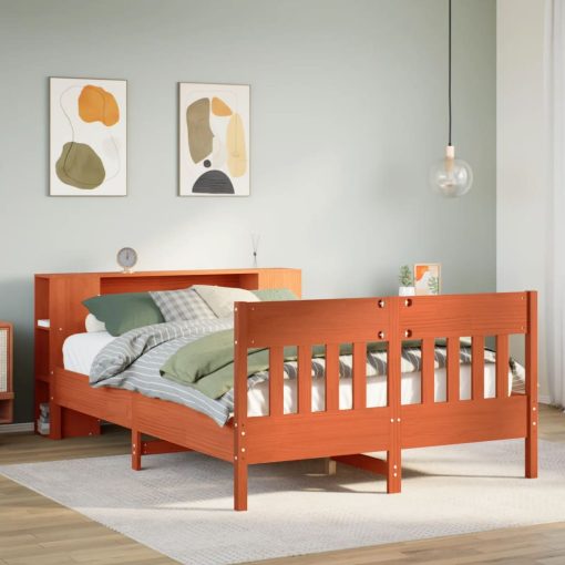 Letto Libreria Senza Materasso Marrone Cera 140x190 Cm In Pino