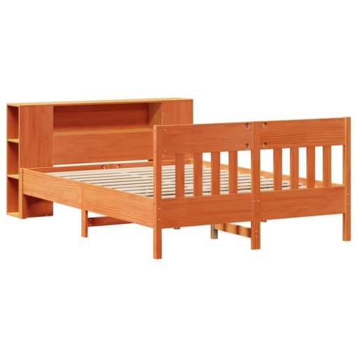 Letto Libreria Senza Materasso Marrone Cera 140x190 Cm In Pino - Image 3