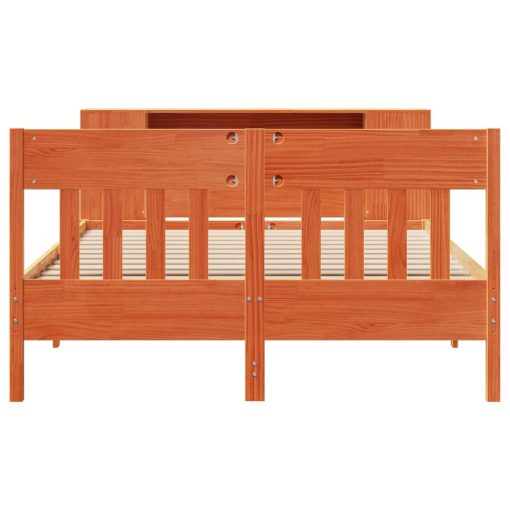 Letto Libreria Senza Materasso Marrone Cera 140x190 Cm In Pino - Image 4