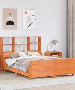 Letto Libreria Senza Materasso Marrone Cera 140x200 Cm Legno
