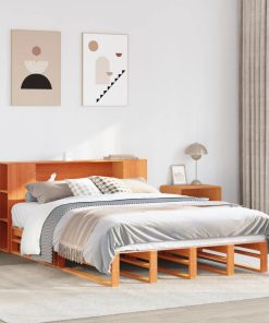 Letto Libreria Senza Materasso Marrone Cera 140x200 Cm Legno