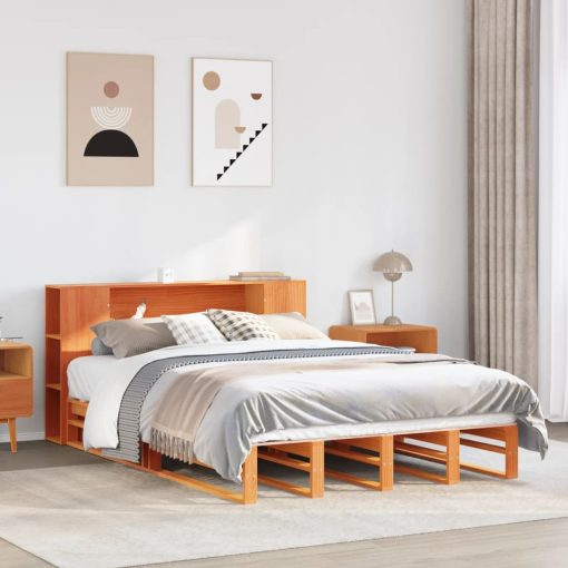 Letto Libreria Senza Materasso Marrone Cera 140x200 Cm Legno