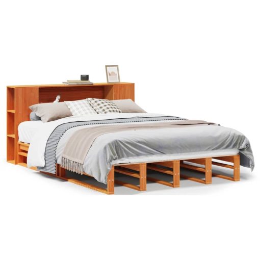 Letto Libreria Senza Materasso Marrone Cera 140x200 Cm Legno - Image 2