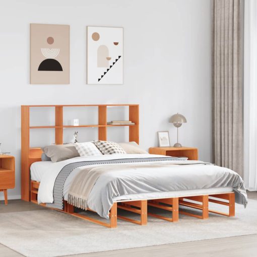 Letto Libreria Senza Materasso Marrone Cera 140x200 Cm Legno