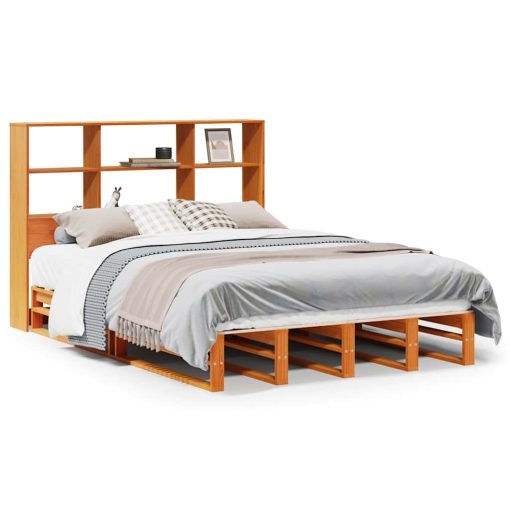 Letto Libreria Senza Materasso Marrone Cera 140x200 Cm Legno - Image 2