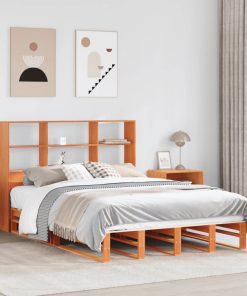 Letto Libreria Senza Materasso Marrone Cera 150x200 Cm Legno