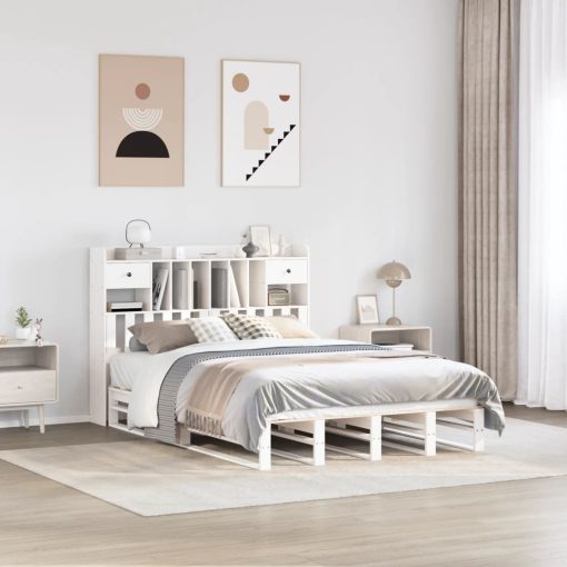 Letto Libreria Senza Materasso Bianco 140x200 Cm Legno Di Pino