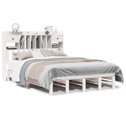 Letto Libreria Senza Materasso Bianco 140x200 Cm Legno Di Pino - Image 2
