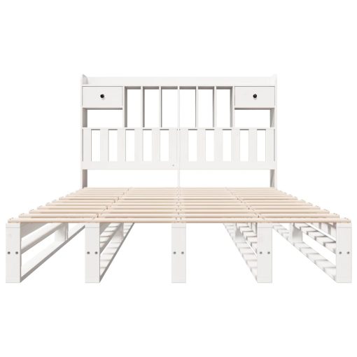 Letto Libreria Senza Materasso Bianco 140x200 Cm Legno Di Pino - Image 4