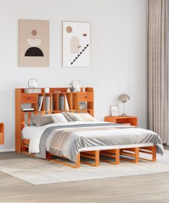 Letto Libreria Senza Materasso Marrone Cera 140x200 Cm In Pino