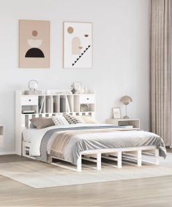 Letto Libreria Senza Materasso Bianco 140x190 Cm Legno Di Pino