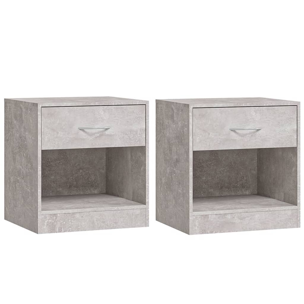 Comodini 2 Pz Con Cassetto Grigio Cemento - Image 2