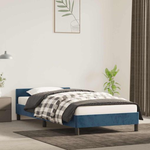 Giroletto Senza Materasso Blu Scuro 90x190 Cm In Velluto