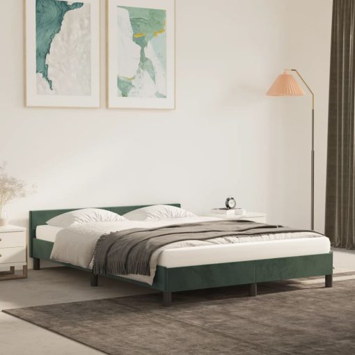 Giroletto Senza Materasso Verde Scuro 140x200 Cm In Velluto
