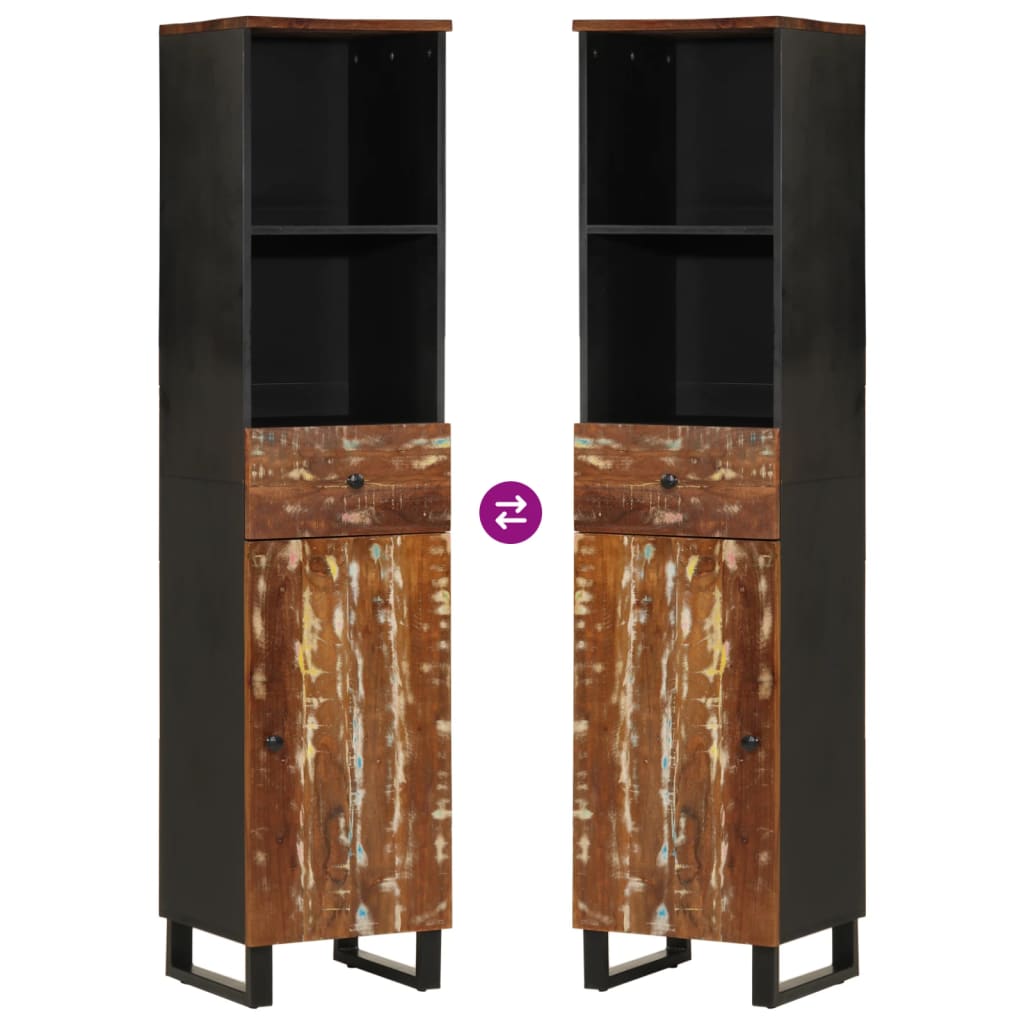 Mobile Da Bagno 38x33x160 Cm In Legno Massello Di Recupero - Image 6