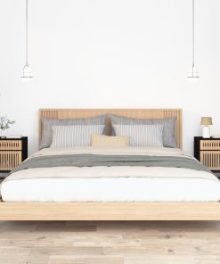 Comodini 2 Pz Neri 40x30x55,5 Cm Legno Multistrato E Ferro