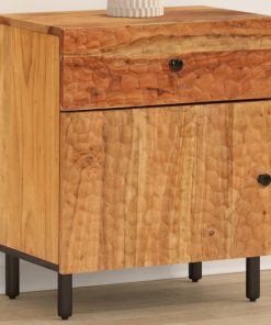Comodino 50x33x60 Cm In Legno Massello Di Acacia