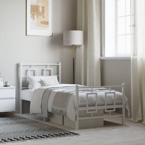 Giroletto Con Testiera E Pediera Metallo Bianco 75x190 cm