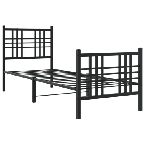 Giroletto Con Testiera E Pediera Metallo Nero 80x200 cm - Image 3
