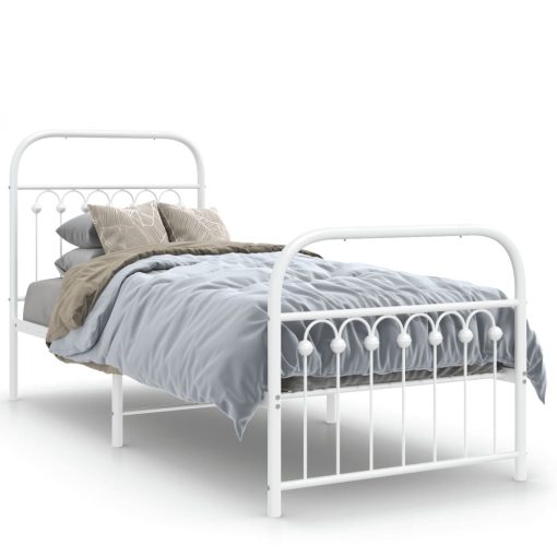 Giroletto Con Testiera E Pediera Metallo Bianco 75x190 cm - Image 2