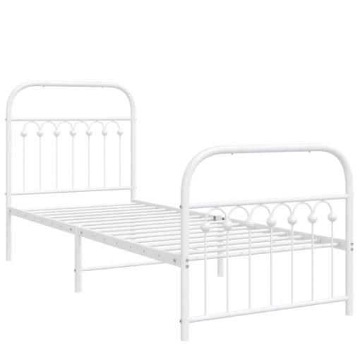 Giroletto Con Testiera E Pediera Metallo Bianco 75x190 cm - Image 3
