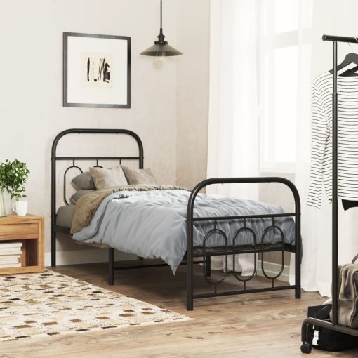 Giroletto Con Testiera E Pediera Metallo Nero 75x190 cm