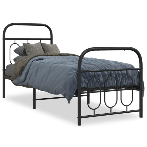 Giroletto Con Testiera E Pediera Metallo Nero 75x190 cm - Image 2