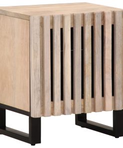 Comodino 40x34x46 Cm In Legno Massello Di Mango Sbiancato