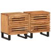 Comodini 2pz 40x34x46 Cm In Legno Massello Di Acacia
