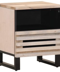 Comodino 40x34x46 Cm In Legno Massello Di Mango Sbiancato