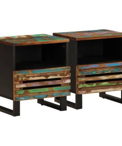 Comodini 2pz 40x34x46 Cm In Legno Massello Di Recupero
