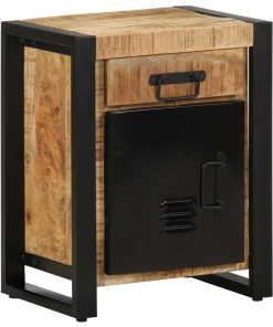 Comodino 40x30x50 Cm In Legno Massello Di Mango Grezzo