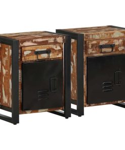 Comodini 2 Pz Multicolore In Legno Massello Di Mango Grezzo