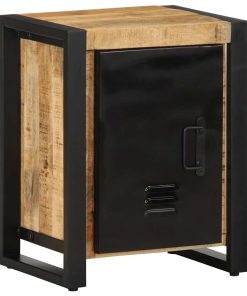 Comodino 40x30x51 Cm In Legno Grezzo Massello Di Mango