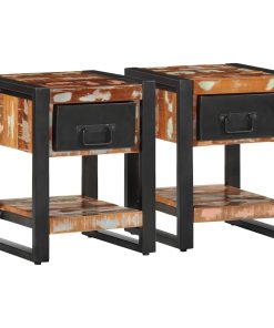 Comodini 2 Pz Multicolore In Legno Massello Di Mango Grezzo