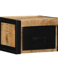Comodino 40x35x25 Cm In Legno Grezzo Massello Di Mango
