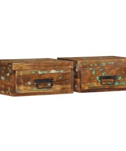 Comodini Da Parete 2pz In Legno Massello Di Recupero