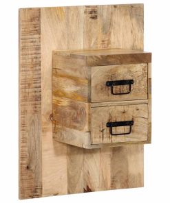 Comodino 60x32x80 Cm In Legno Grezzo Massello Di Mango